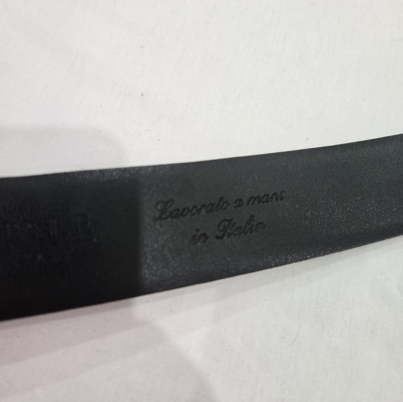 Paolo Vitale Black Leather Silver Buckle Belt Textured Made In Italy 120 - Picture 4 of 7